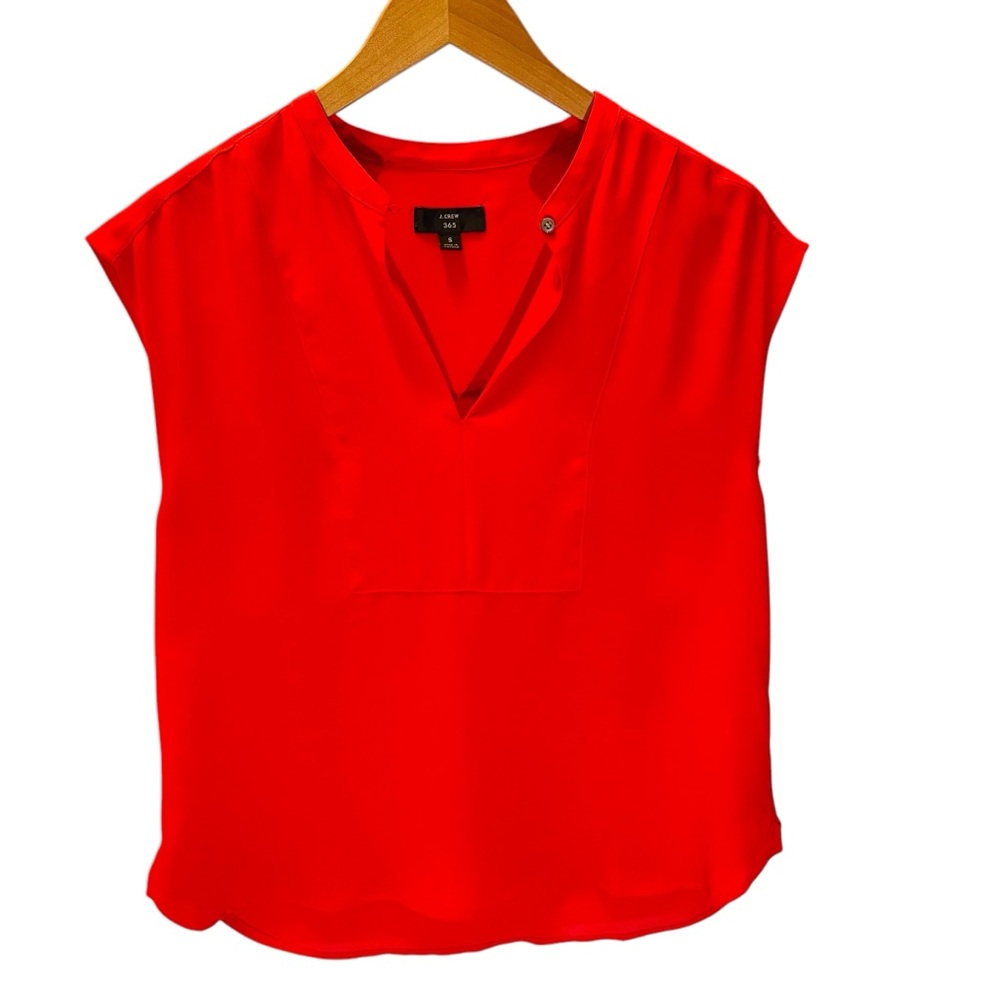 J. Crew 365 Orange Cap Sleeve Blouse with Mandarin Collar Size S